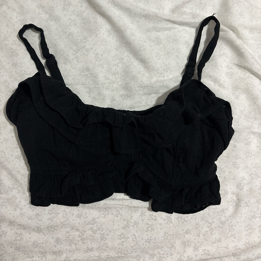 American Eagle Outfitters Black Ruffled Camisole